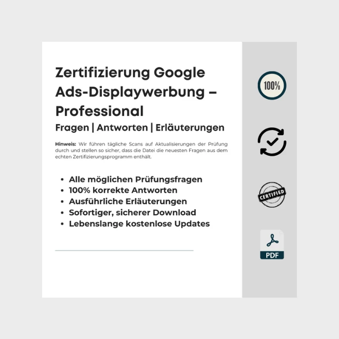 Antworten Zertifizierung Google Ads-Displaywerbung – Professional